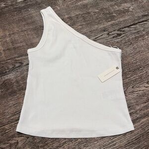 Anthropologie White Asymmetrical Tank Top